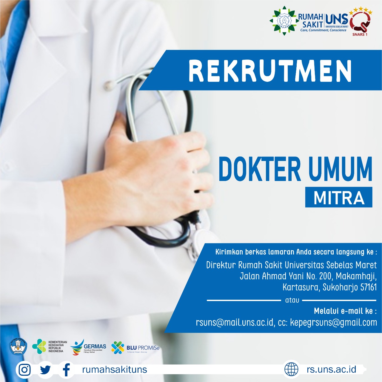 Rekrutmen Dokter Umum Mitra Rumah Sakit UNS 2020 Periode 4 | Program